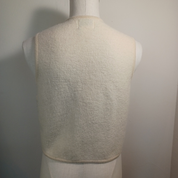 ICE Sweater Vest Ivory 100% Wool Sequin Full Zip Womens Medium - Picture 3 of 11